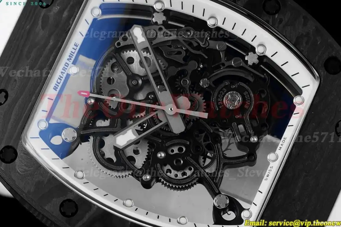 White RMUL2 On RM055 Rubber BBRF Dial NTPT Real Strap Skeleton White V2 0407